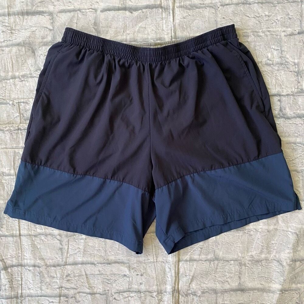 Champion men XL pull on swim shorts w/elastic waist and drawstring navy blue